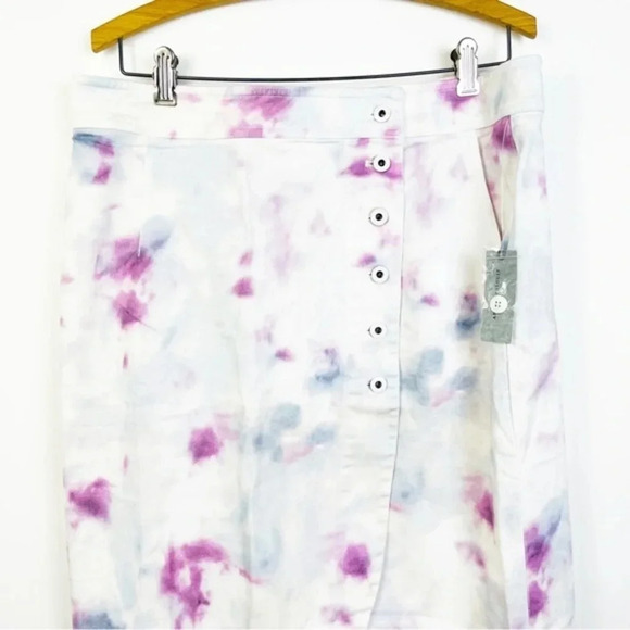 Anthropologie Kimmie Watercolor Tie Dye Tulip Button Down Skirt 10P - Picture 4 of 9